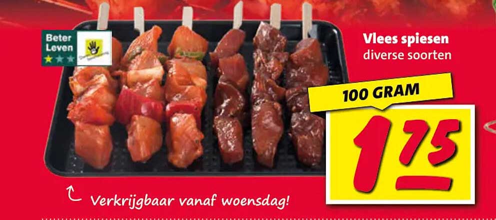 Vlees spiesen diverse soorten 100 gram