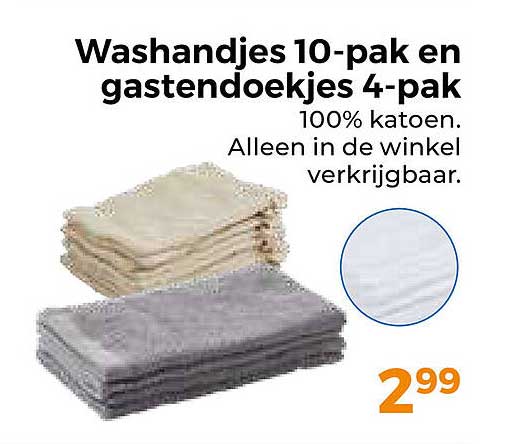 Washandjes 10-pak en gastendoekjes 4-pak