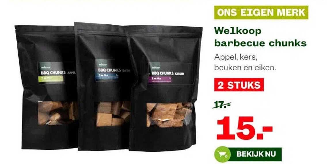 Welkoop barbecue chunks Appel, kers, beuken en eiken. 2 STUKS