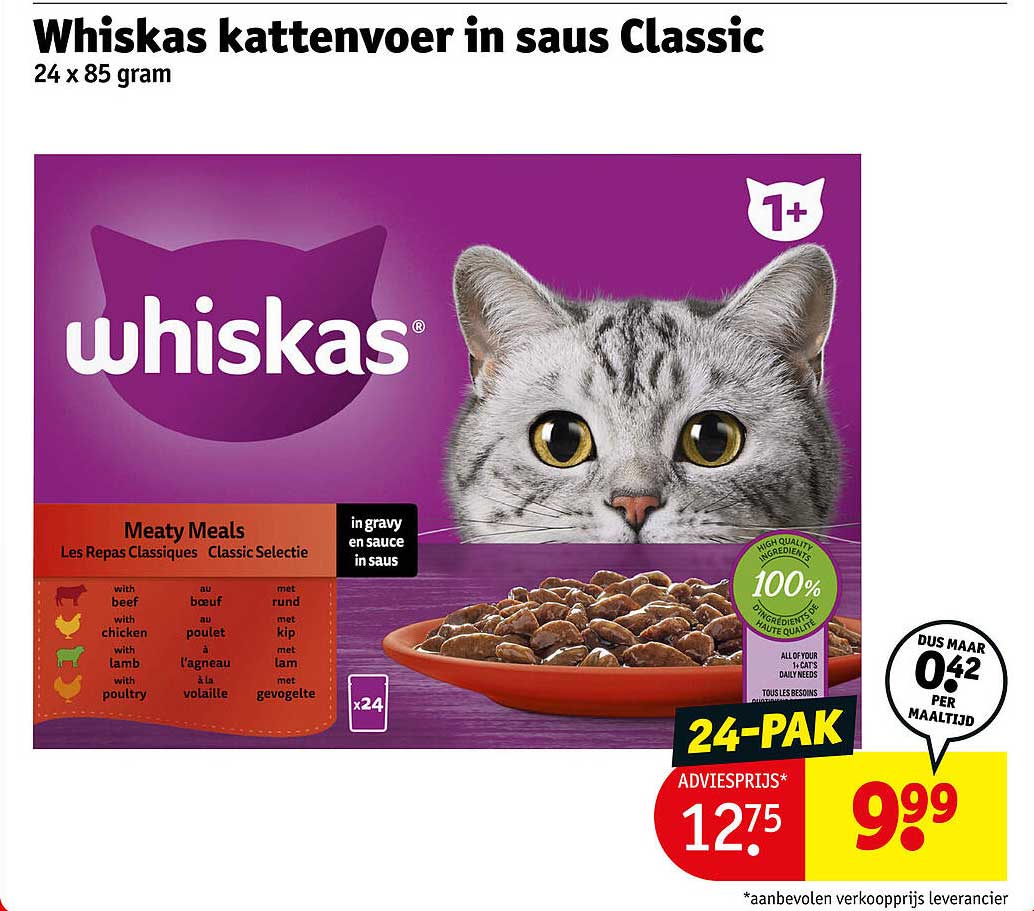 Whiskas kattenvoer in saus Classic 24 x 85 gram 1+