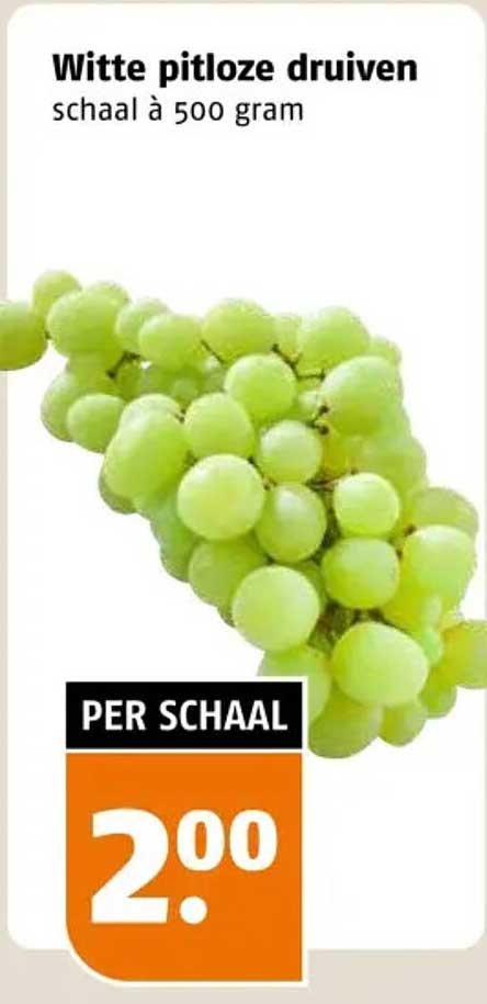 Witte pitloze druiven schaal à 500 gram