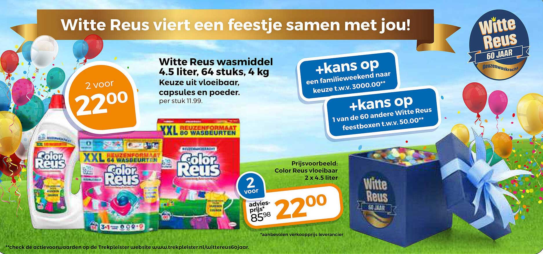 Witte Reus wasmiddel 4.5 liter, 64 stuks, 4 kg