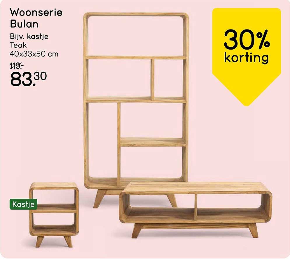Woonserie Bulan Biv. kastje Teak 40x33x50 cm 30% korting