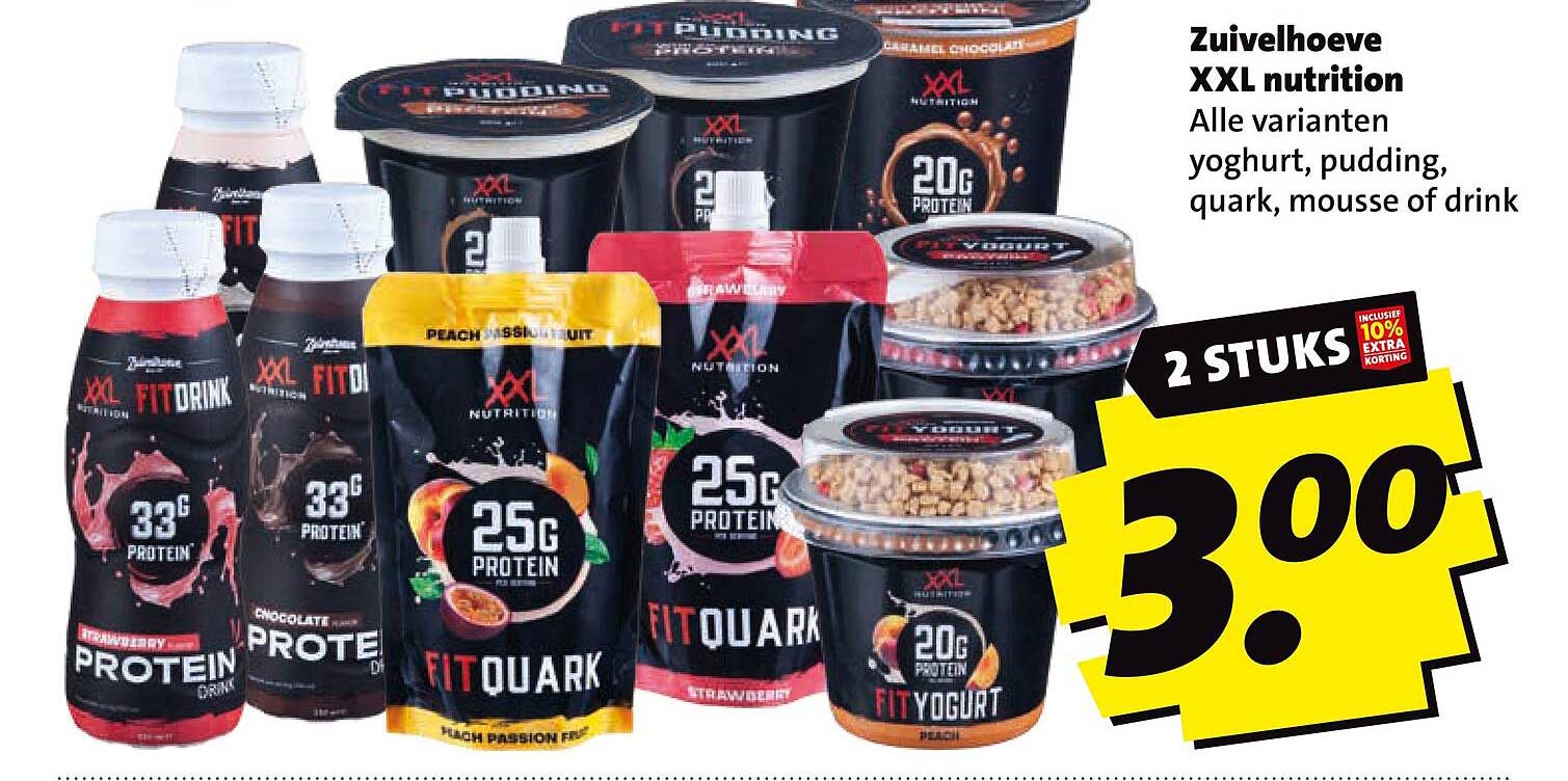 Zuivelhoeve XXL nutrition Alle varianten yoghurt, pudding, quark, mousse of drink 2 stuks