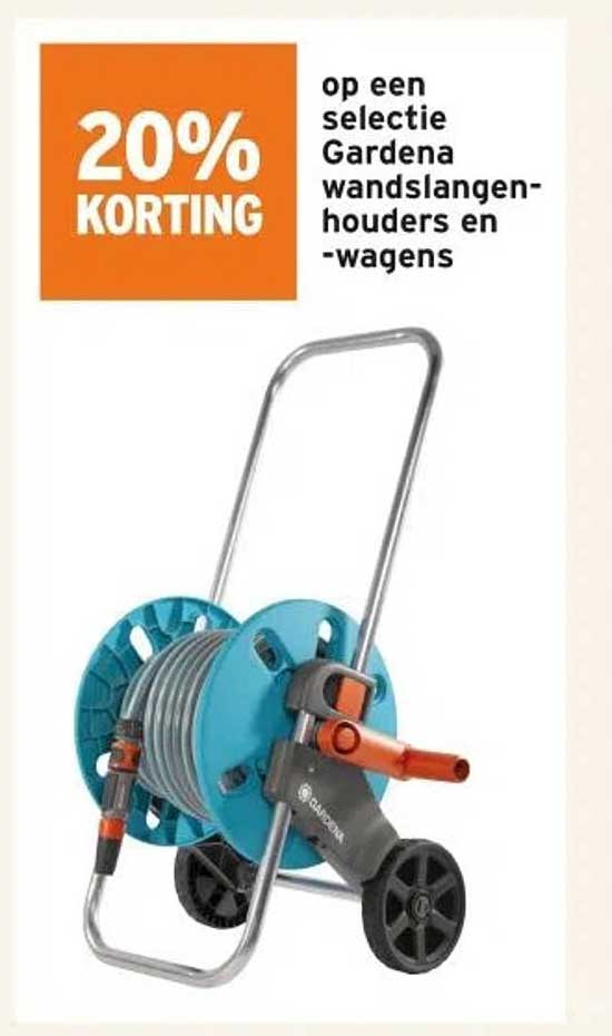 20% KORTING op een selectie Gardena wandslangenhouders en -wagens