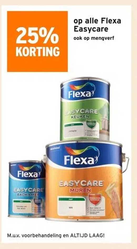 25% KORTING op alle Flexa Easycare ook op mengverf
