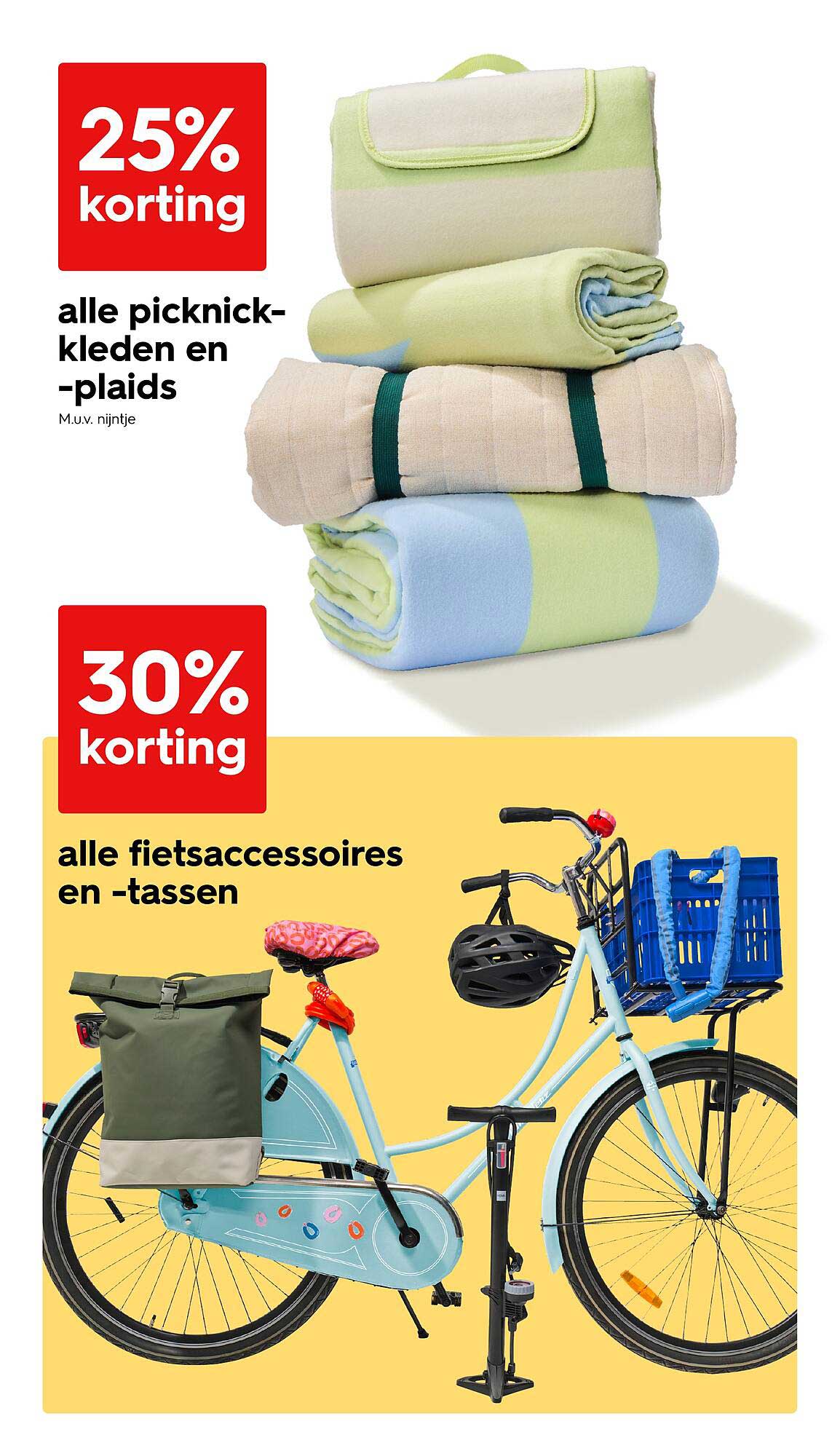 25% korting op alle picknick-kleden en -plaid