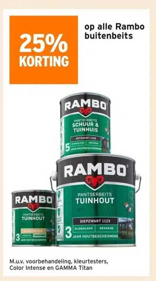25% KORTING op alle Rambo buitenbeits