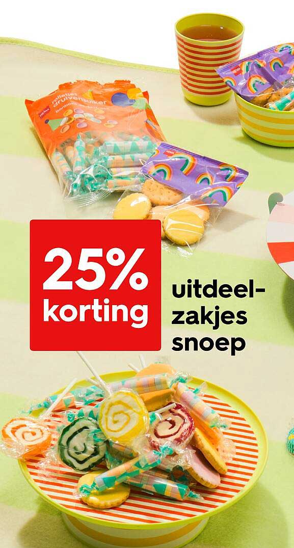 25% korting uitdeel-zakjes snoep