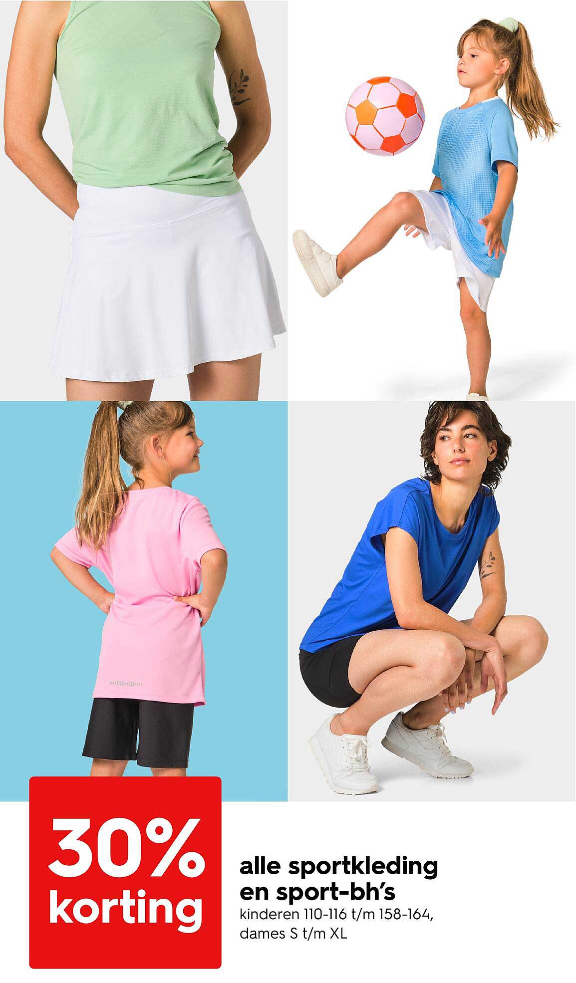 30% korting op alle sportkleding en sport-bh's