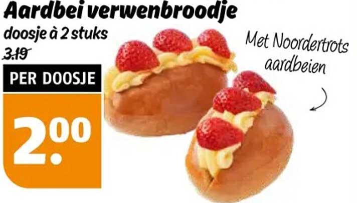 Aardbei verwенbroodje doosje à 2 stuks