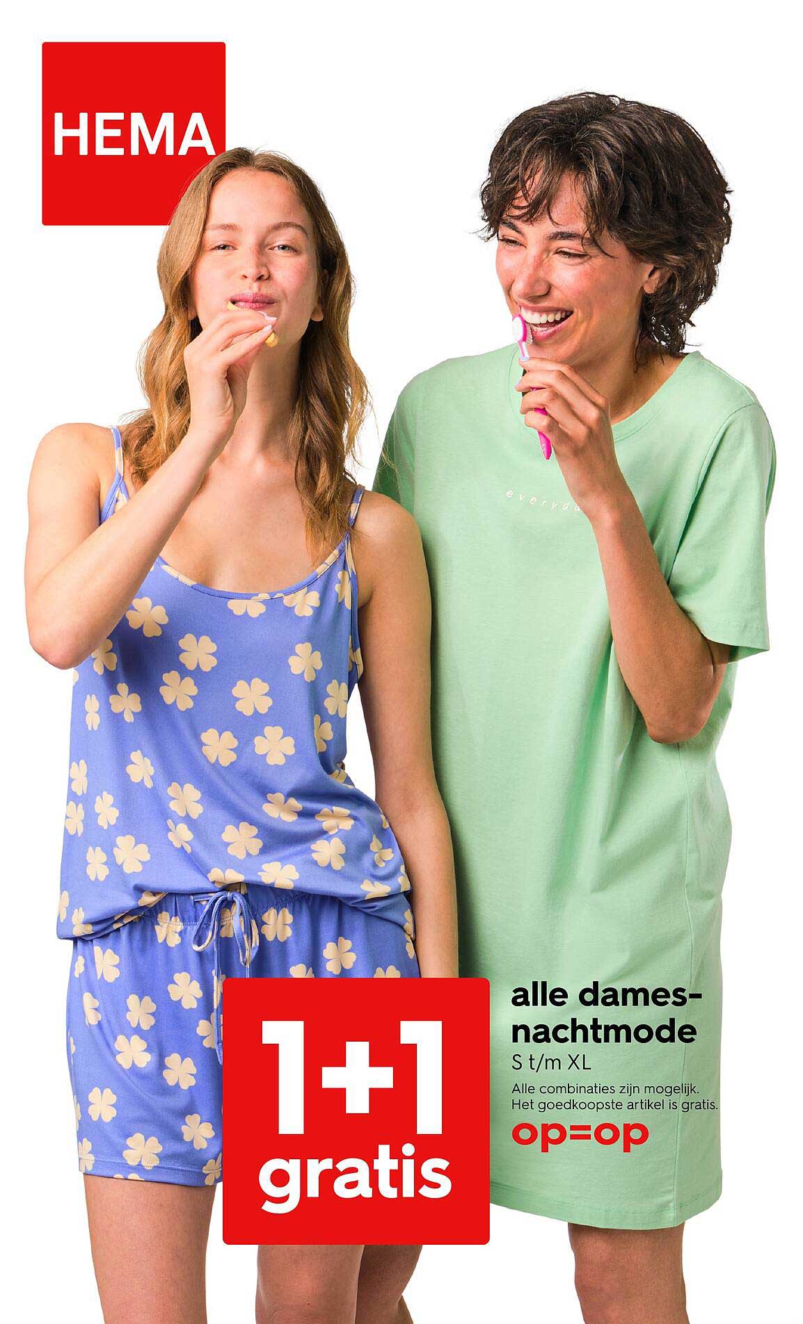 alle dames-nachtmode 1+1 gratis