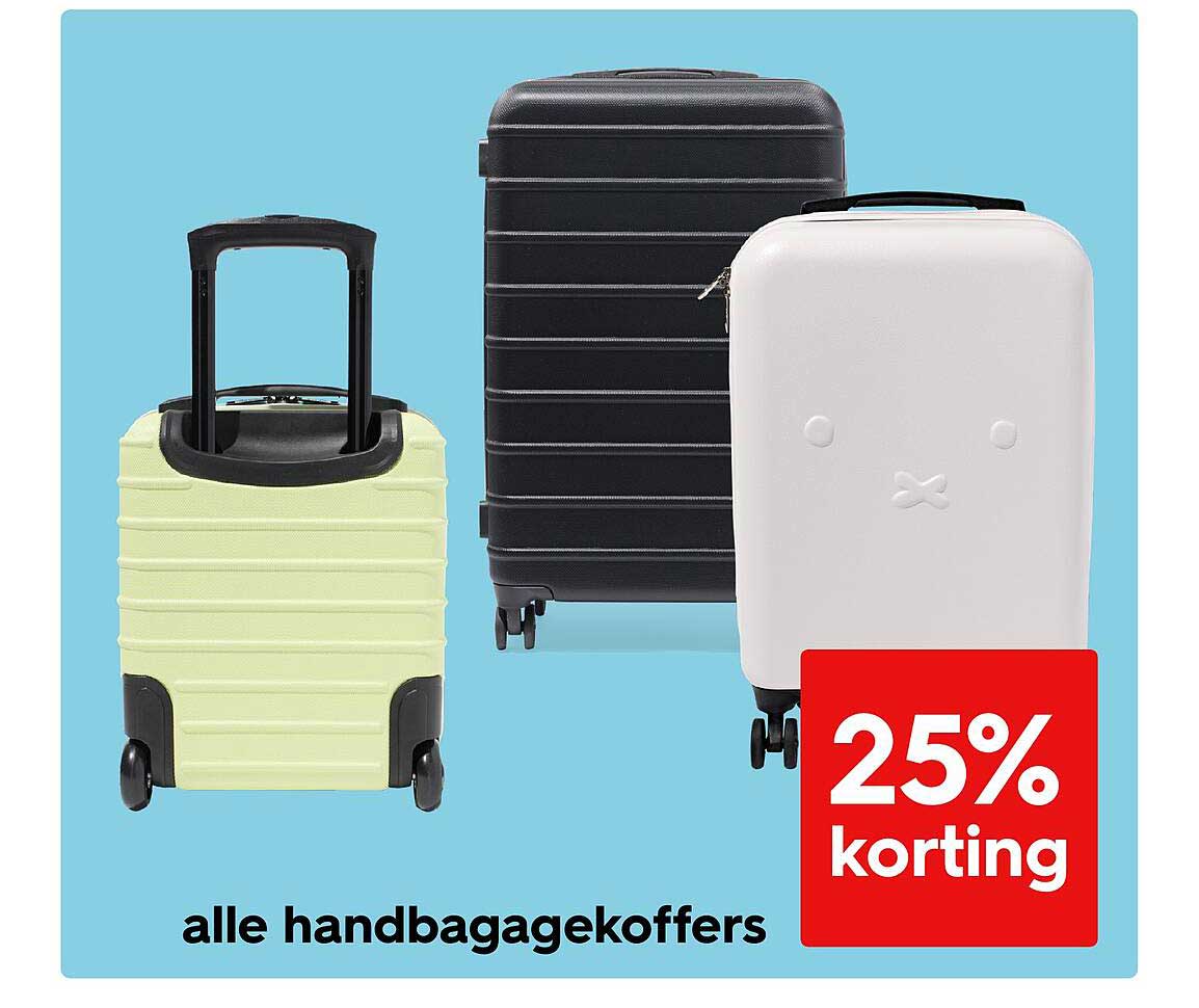 alle hand baggage koffers 25% korting