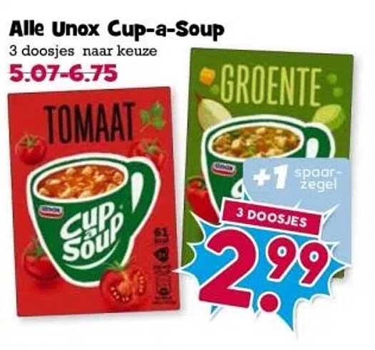 Alle Unox Cup-a-Soup 3 doosjes naar keuze