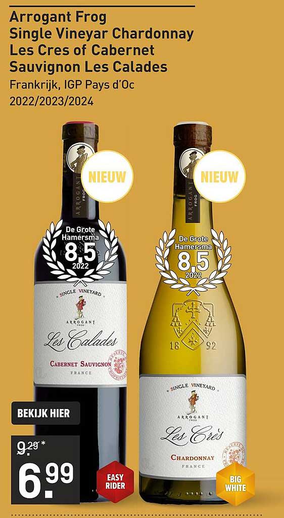 Arrogant Frog Single Vineyard Chardonnay Les Cres of Cabernet Sauvignon Les Calades