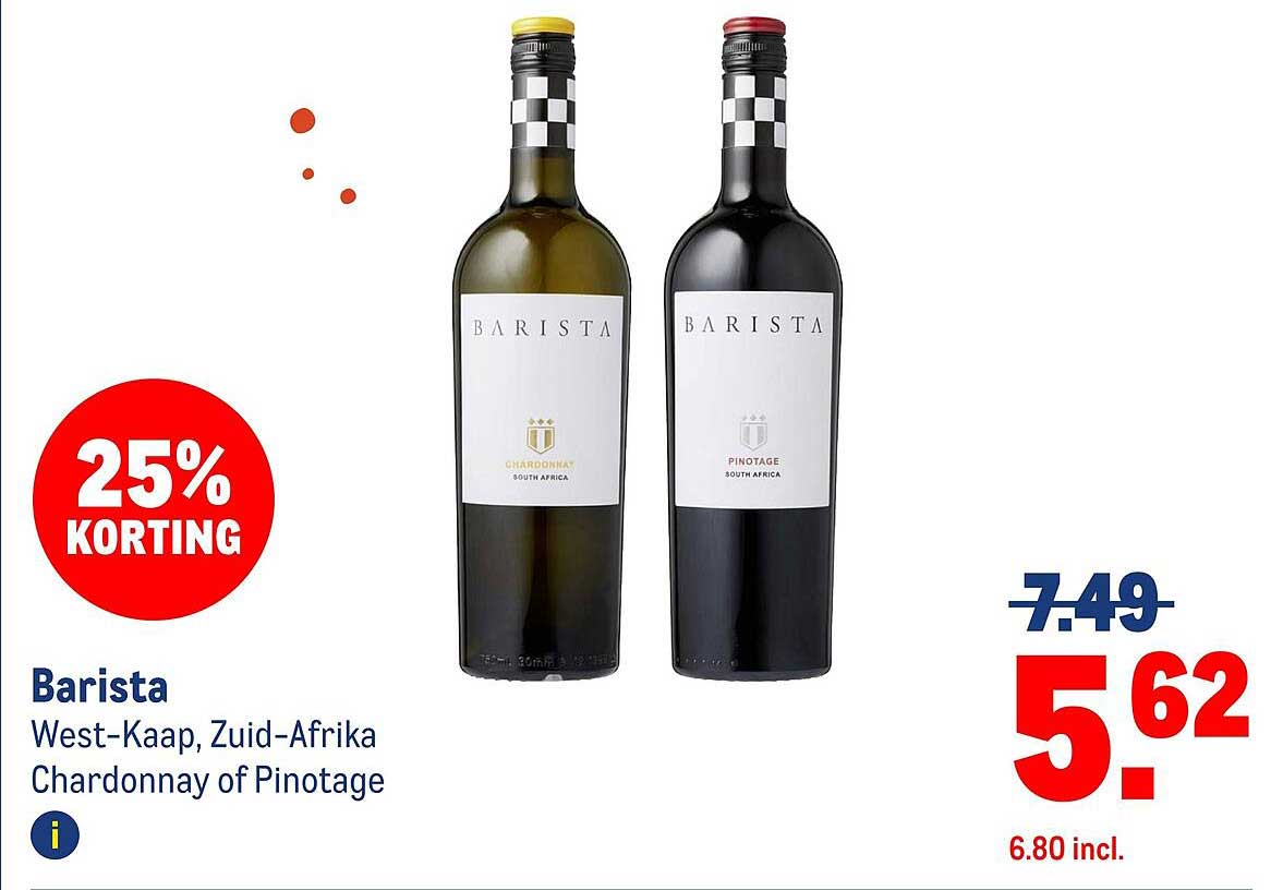 Barista West-Kaap, Zuid-Afrika Chardonnay of Pinotage