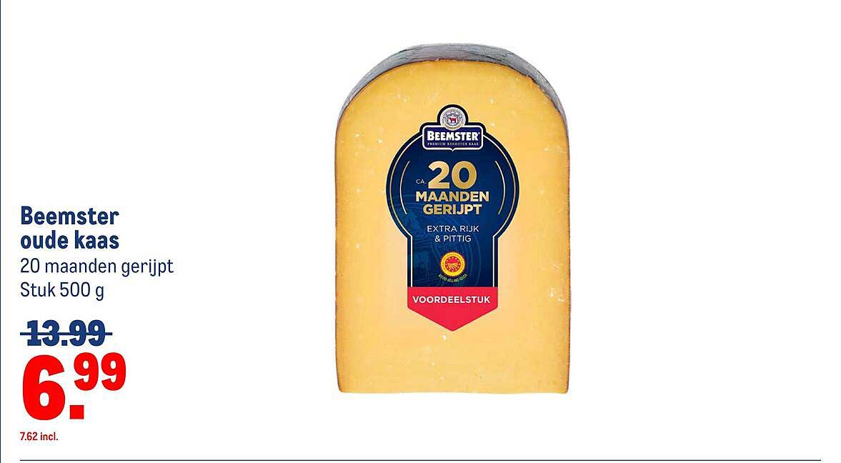 Beemster oude kaas 20 maanden gerijpt Stuk 500 g
