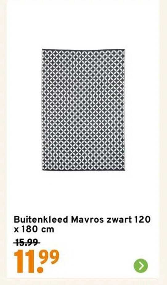 Buitenkleed Mavros zwart 120 x 180 cm