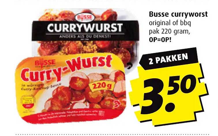 Busse curryworst original of bbq pak 220 gram, OP=OP!