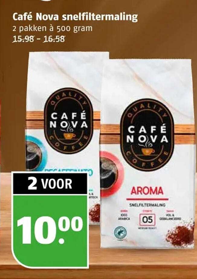 Café Nova snelfiltermaling 2 pakken à 500 gram