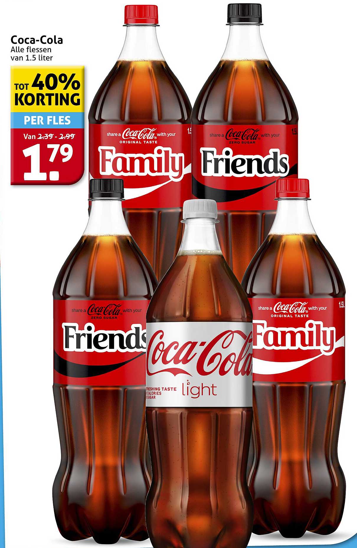 Coca-Cola - Alle flessen van 1.5 liter tot 40% korting
