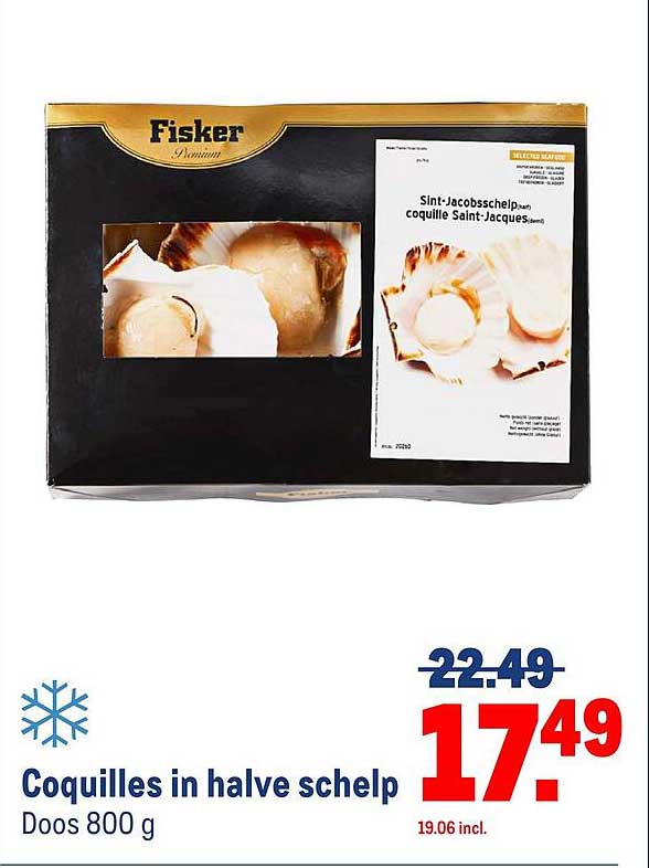 Coquilles in halve schelp 800 g