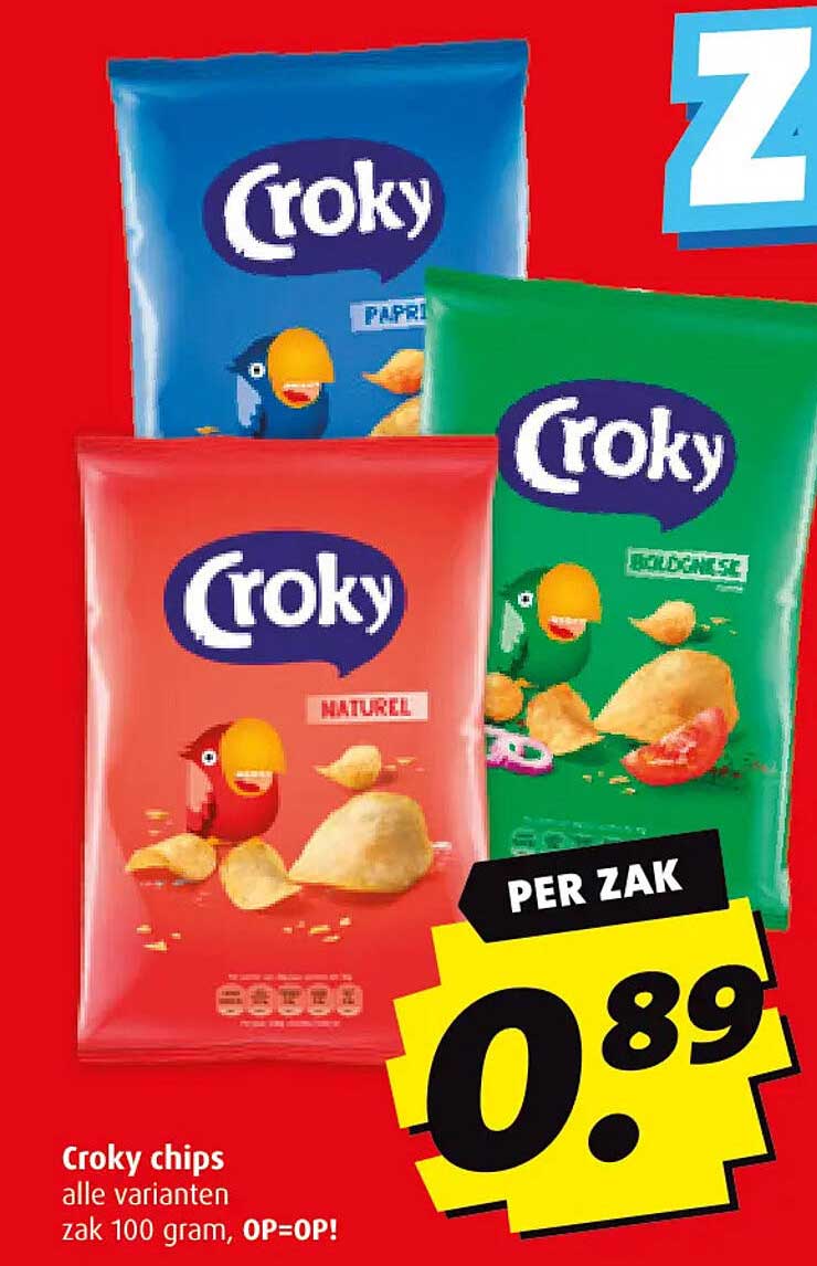 Croky chips alle varianten zak 100 gram