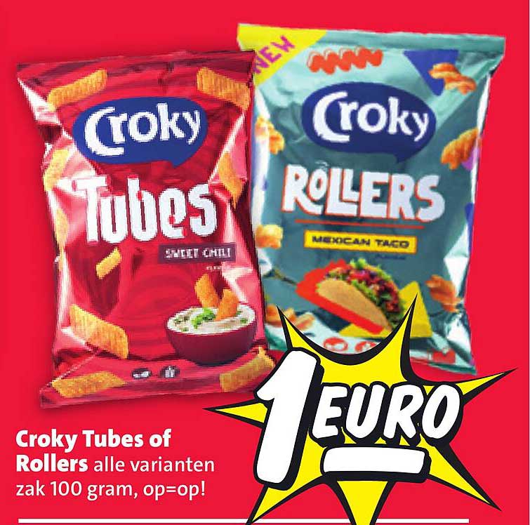 CROKY Tubes of Rollers alle varianten zak 100 gram, op=op!