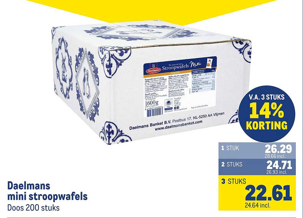 Daelmans mini stroopwafels Doos 200 stuks