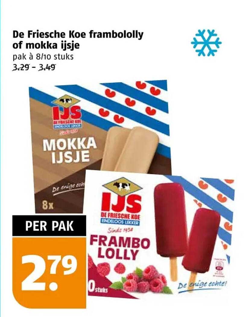 De Friesche Koe frambozollly of mokka ijsje