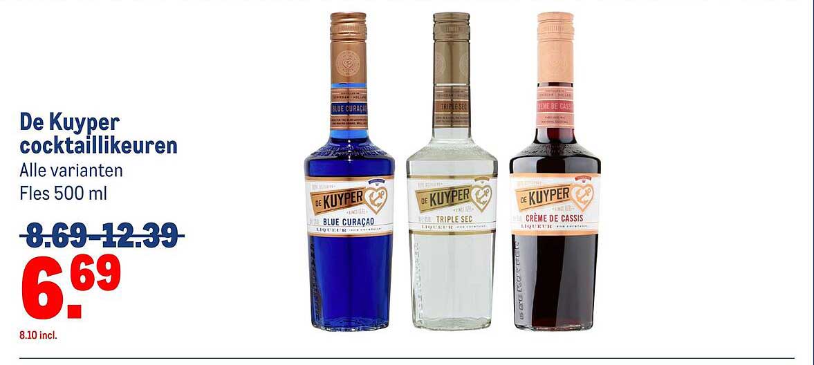 De Kuyper cocktaillikeuren Alle varianten Fles 500 ml