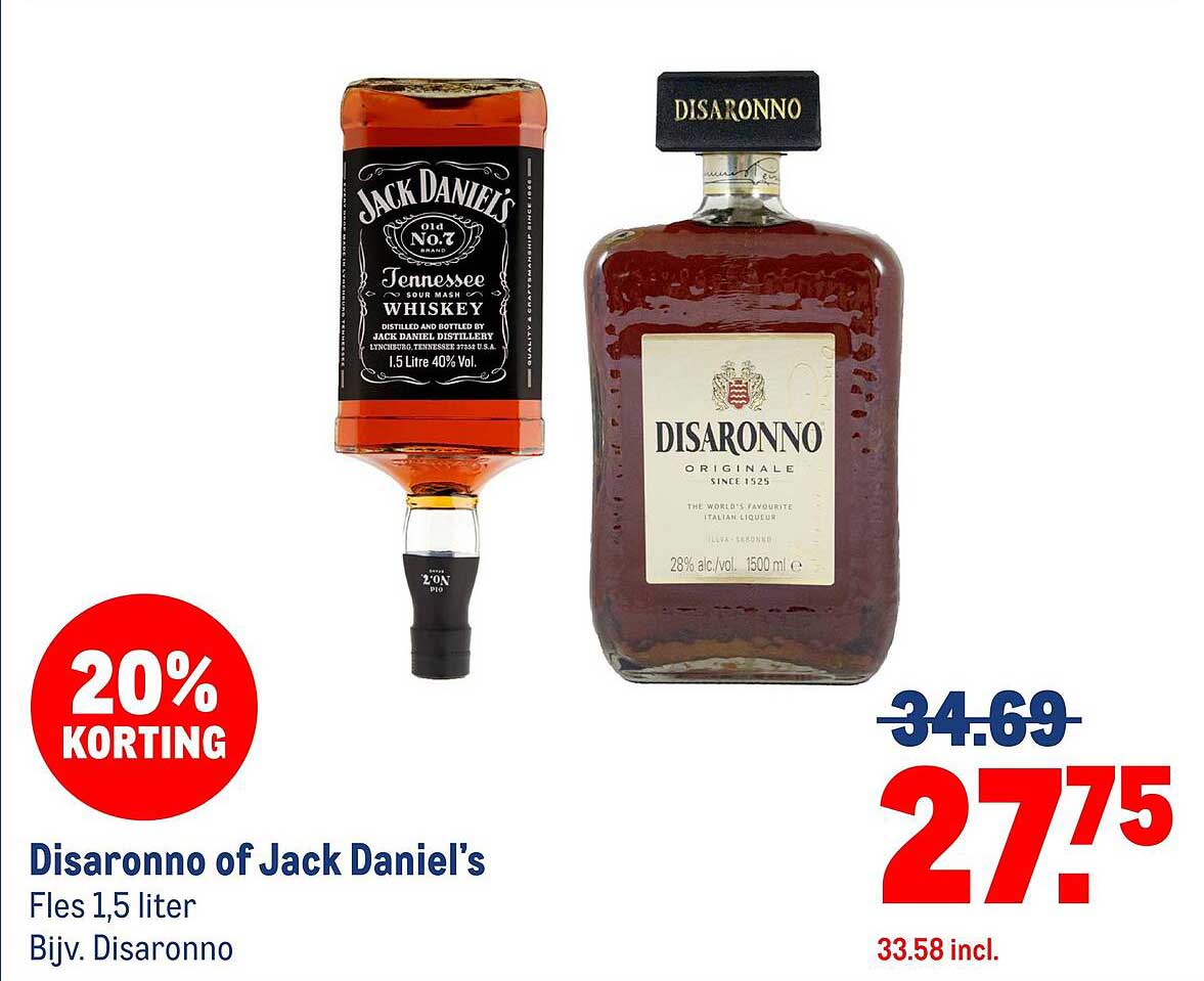 Disaronno of Jack Daniel's Fles 1,5 liter