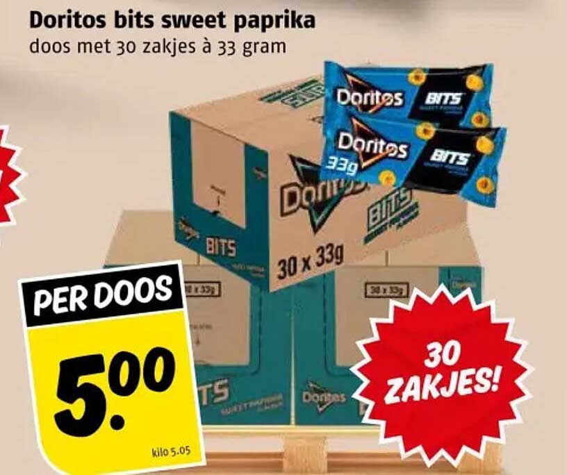 Doritos bits sweet paprika doos met 30 zakjes à 33 gram