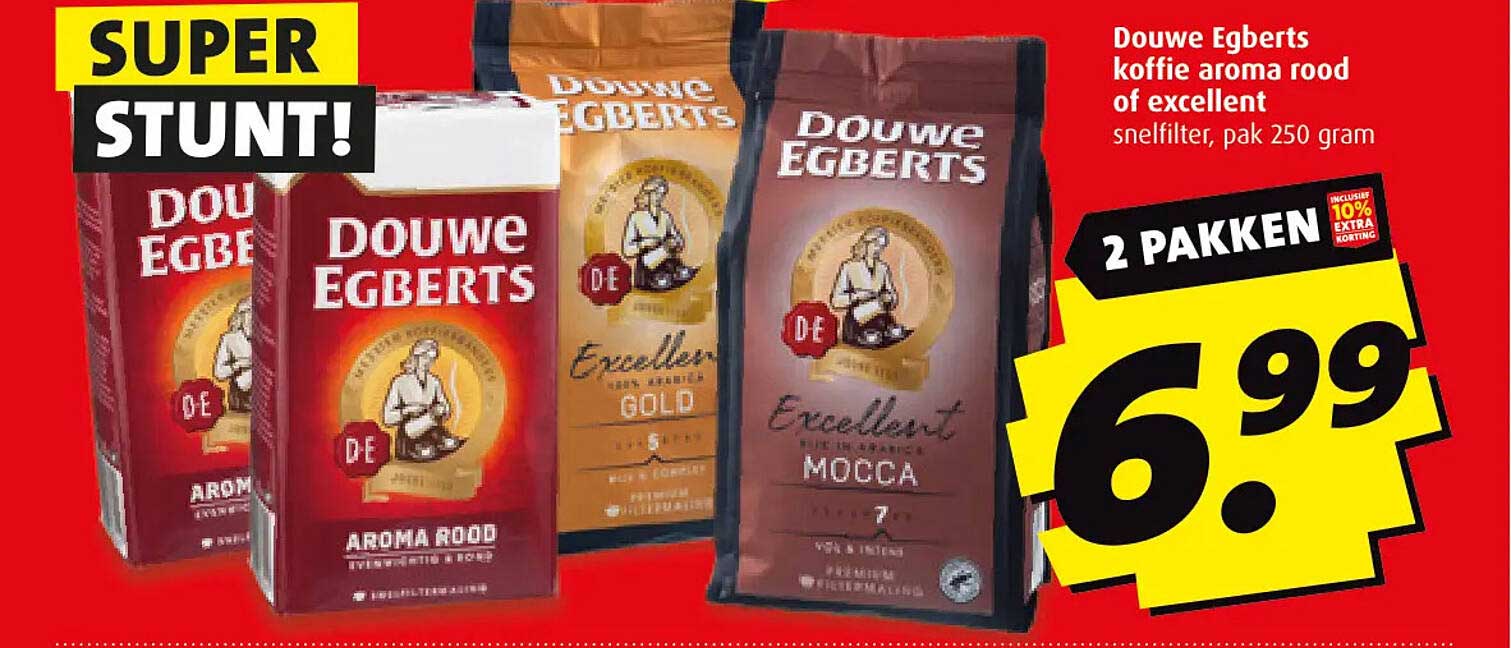 Douwe Egberts koffie aroma rood of excellent