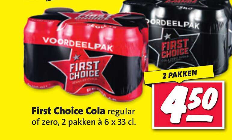 First Choice Cola regular of zero, 2 pakken à 6 x 33 cl.
