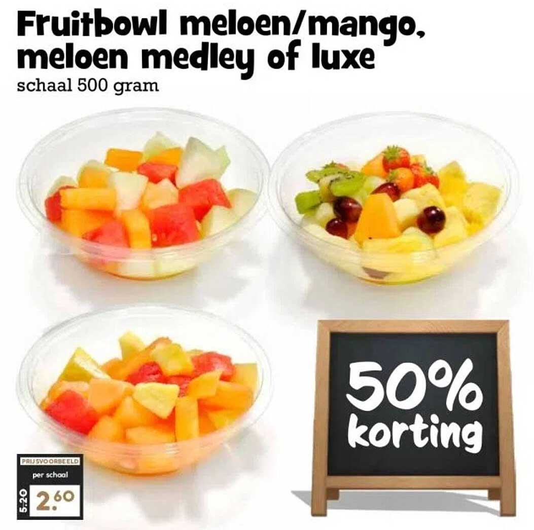 Fruitbowl melonen/mango, meloen medley of luxe