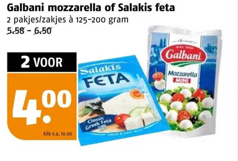 Galbani mozzarella of Salakis feta