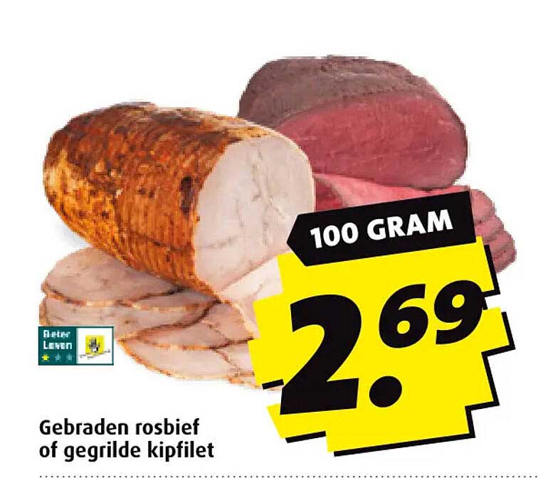 Gebraden rosbeef of gegrilde kipfilet