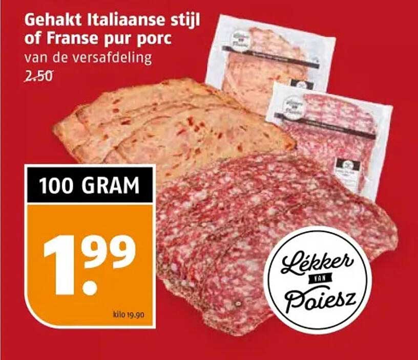 Gehakt Italiaanse stijl of Franse pur porc