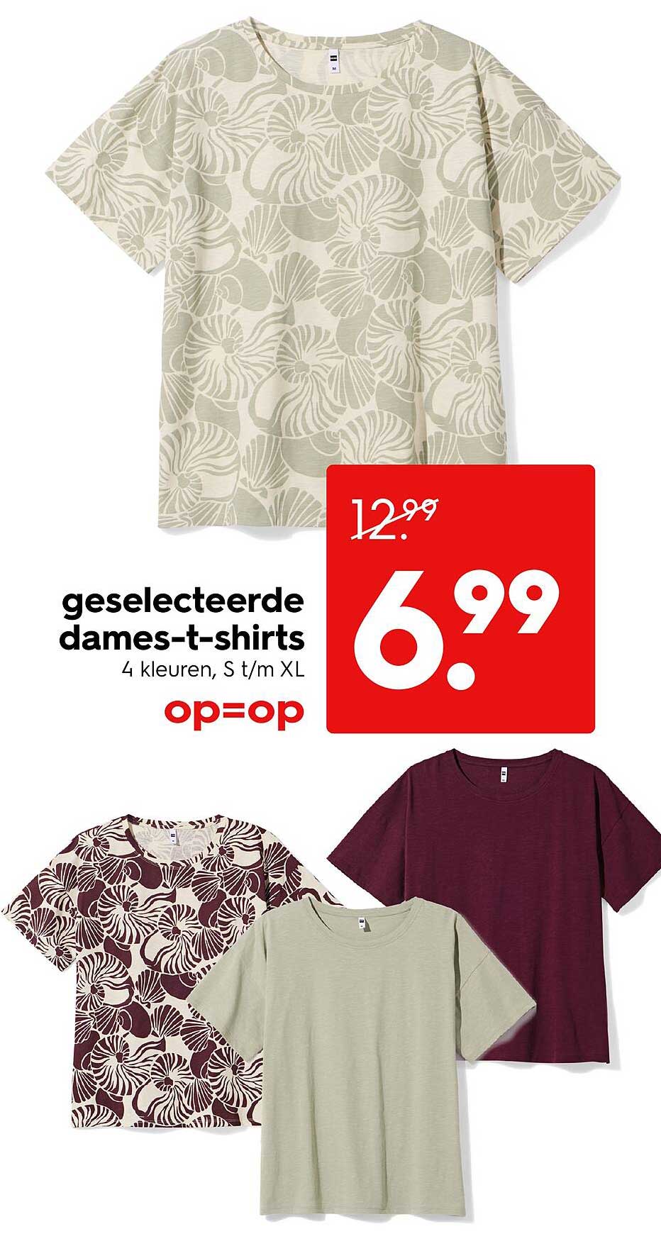 Geselecteerde dames-t-shirts 4 kleuren, S t/m XL
