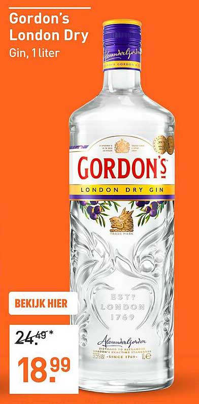 Gordon's London Dry Gin, 1 liter