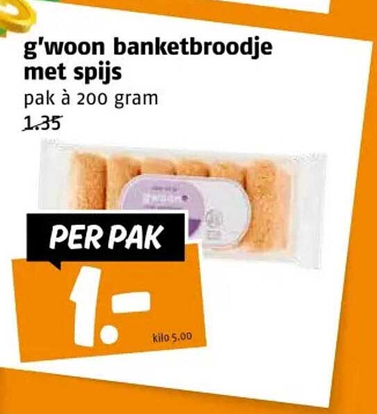 g'woon banketbroodje met spijs pak à 200 gram