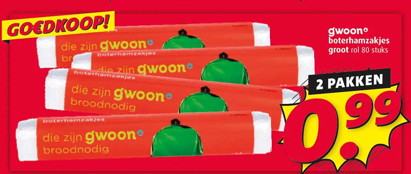 gwoon boterhamzakjes groot rol 80 stuks