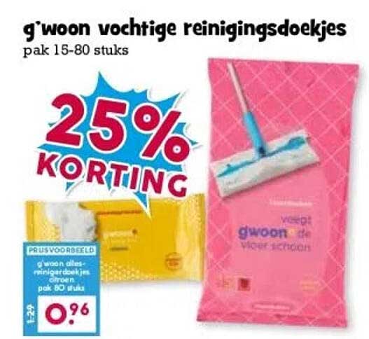 g'woon vochtige reinigingsdoekjes pak 15-80 stuks