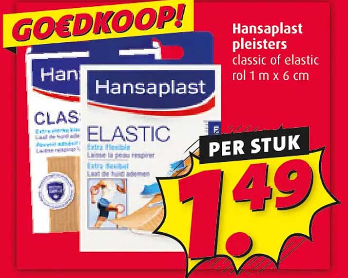 Hansaplast pleisters classic of elastic rol 1 m x 6 cm