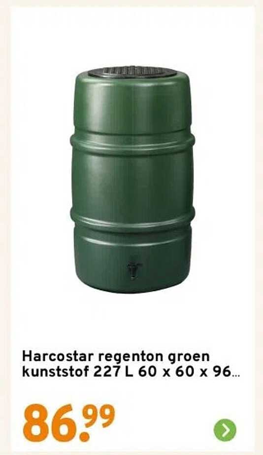Harcostar regenton groen kunststof 227 L 60 x 60 x 96 cm