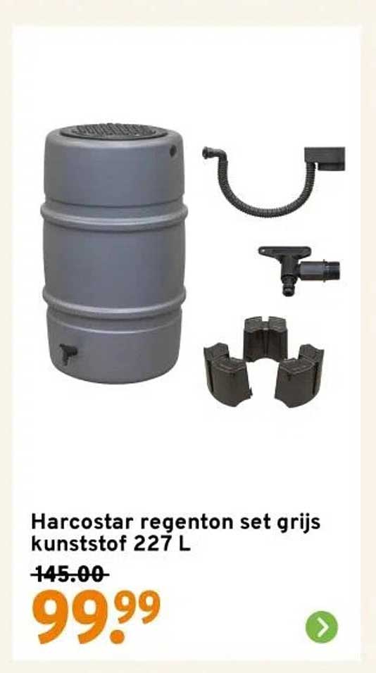Harcostar regenton set grijs kunststof 227 L
