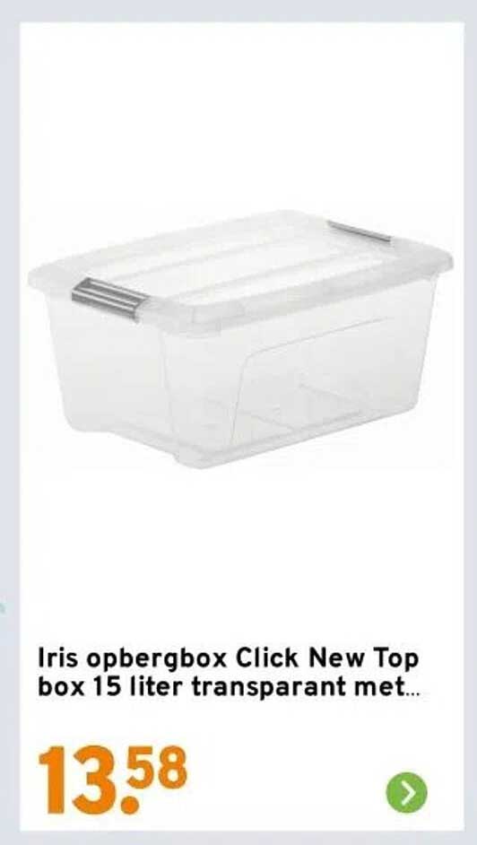 Iris opbergbox Click New Top box 15 liter transparant met...
