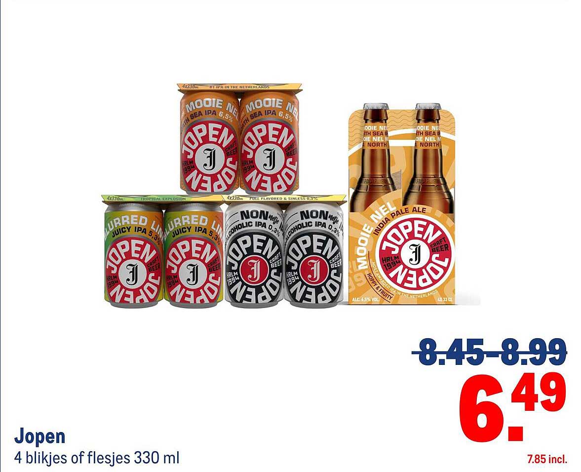Jopen 4 blikjes of flesjes 330 ml