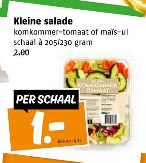 Kleine salade komkommer-tomaat of mais-ui schaal à 205/230 gram